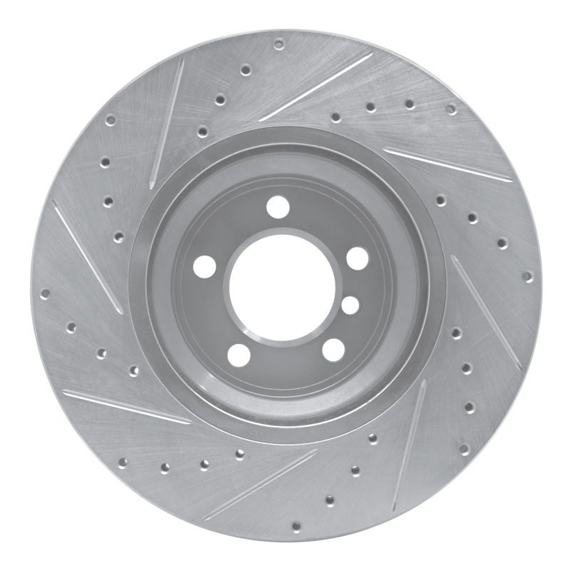 BMW 750LI Brake Rotor (1) - Front Right - R1 Concepts - Drilled & Slotted - Silver - `02-`08
